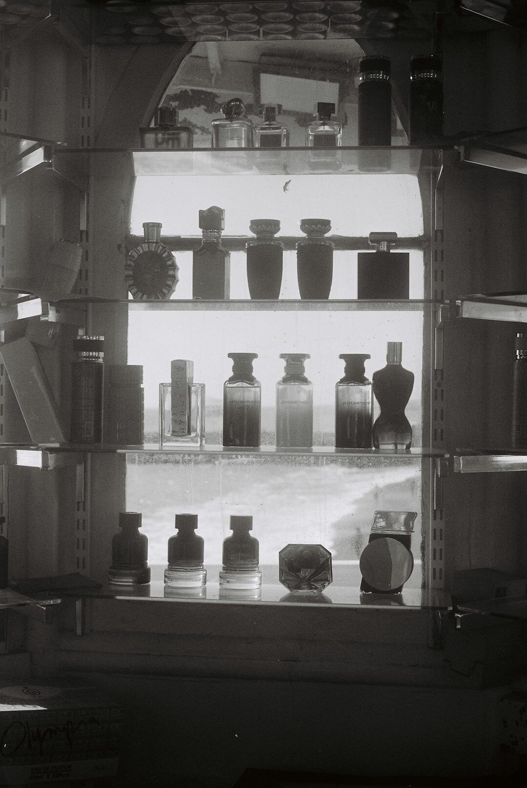 luxury store perfume shelf