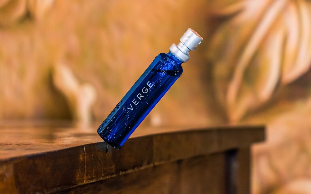 luxury perfume bottle on table