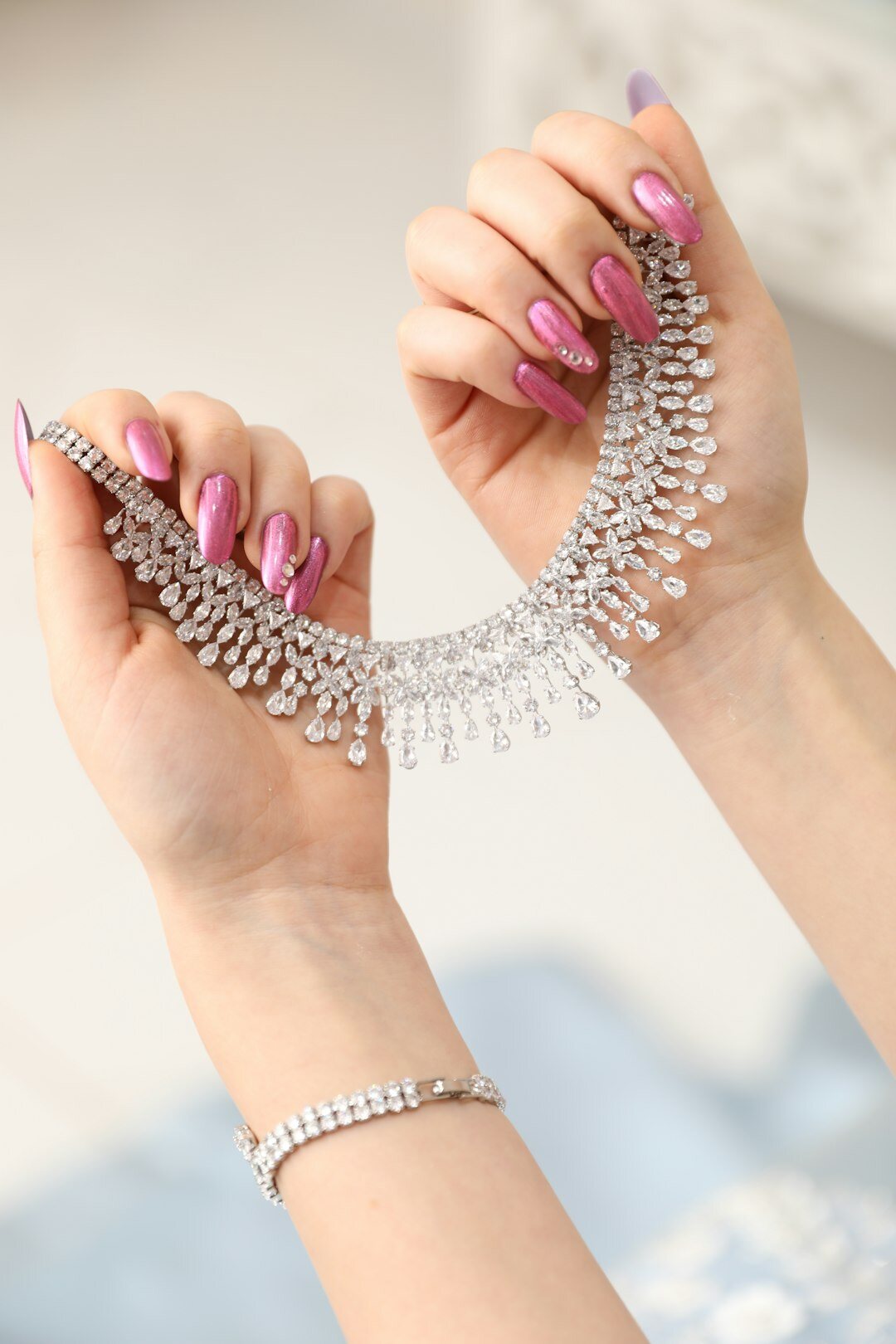 luxury diamond necklace closeup