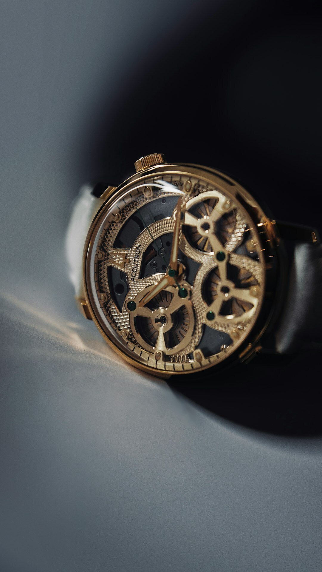 Skeleton watch with flying tourbillon and exposed mechanical architecture